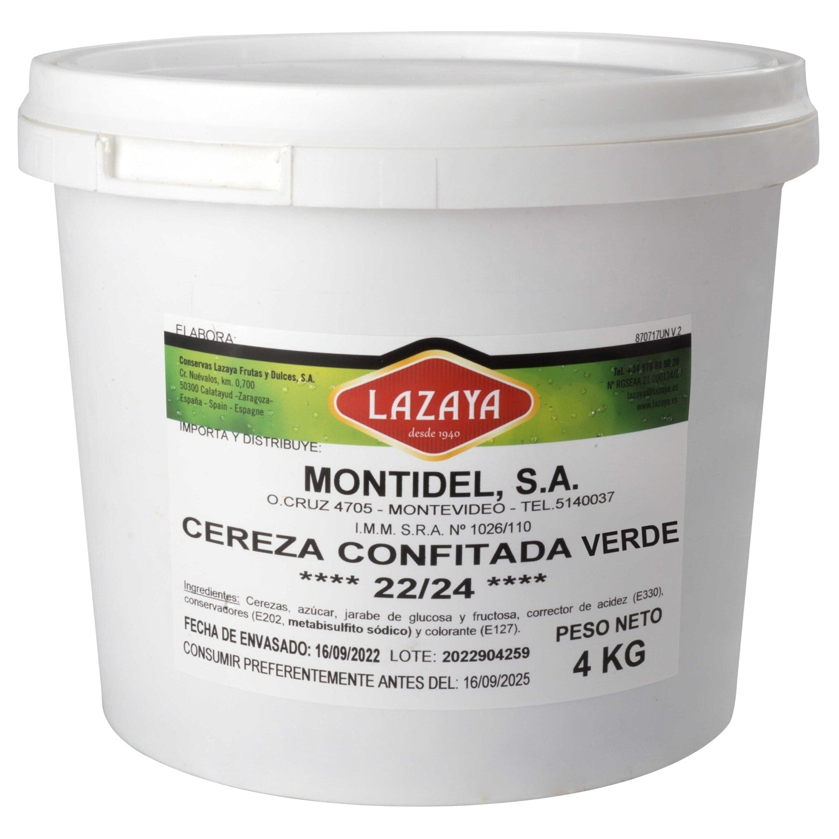 Cereza en trozo marca Lazaya presentación 4250 gramos