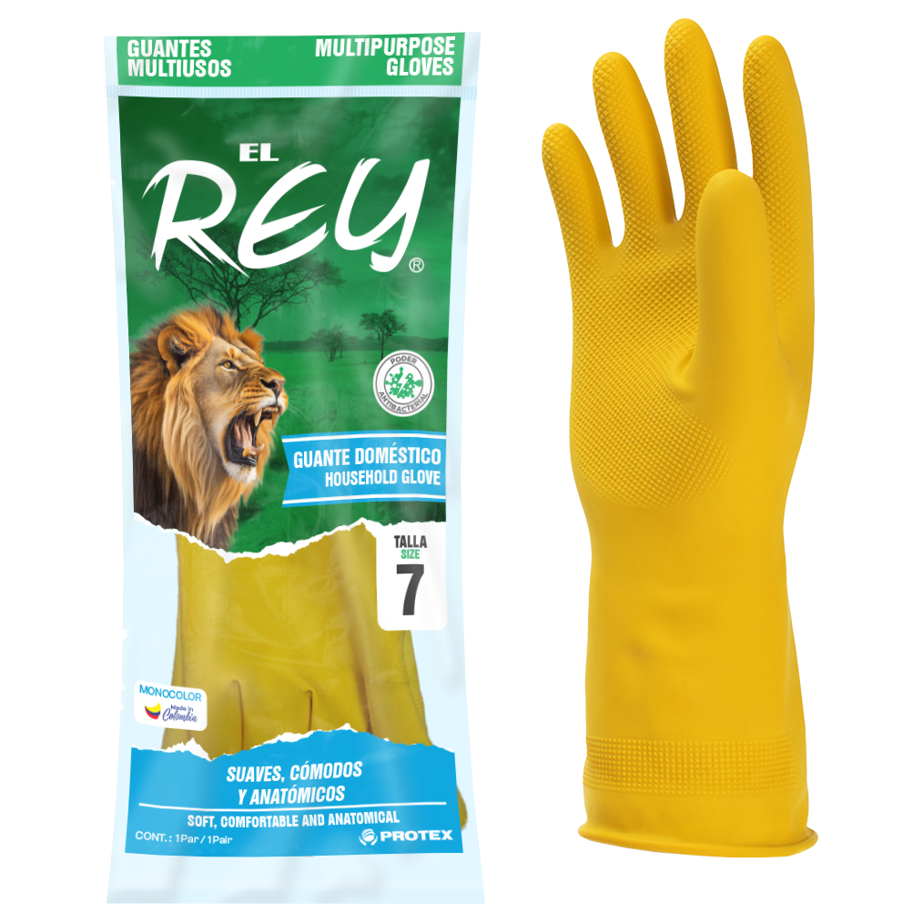 Guante doméstico Rey talla 7 caja x10 unidades protección alimentos