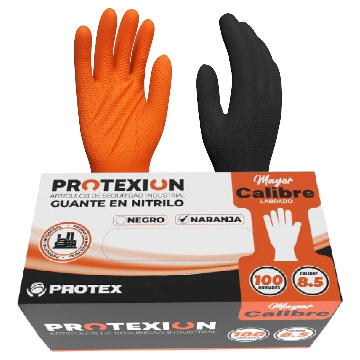 Guante examen nitrilo negro Protex talla L, empaque display x100