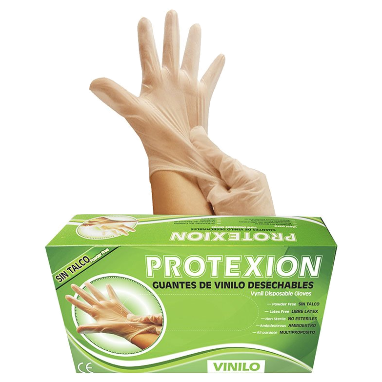 Guante vinilo Protex talla M, empaque display x100 unidades para protección en cocinas