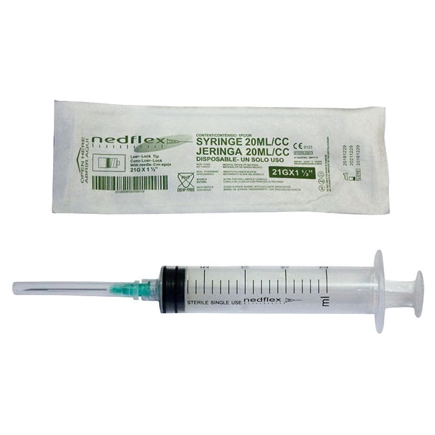 Jeringa estéril 20 ml aguja 21g x1 1/2 blister individual