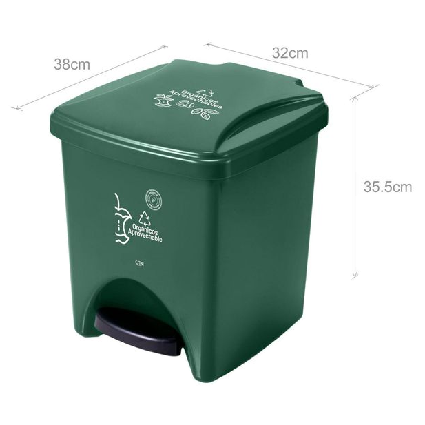 Papelera Pedal 20 L Verde-orgánico Aprovechable