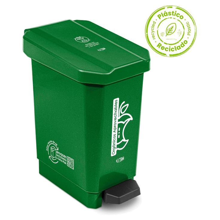 Papelera Pedal Mr 10 Lt. Verde Orgánico