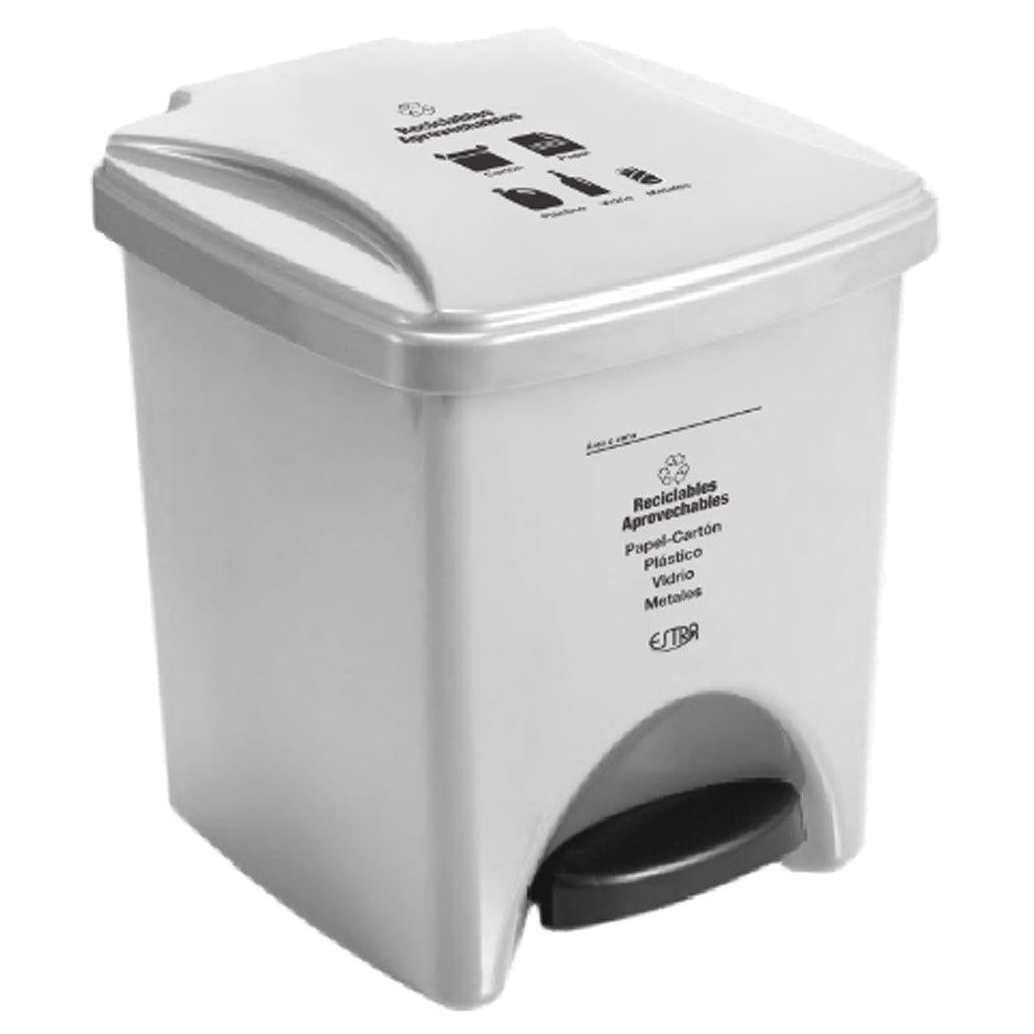 Papelera pedal Mr 20 litros blanca reciclable Estra para gestión de residuos