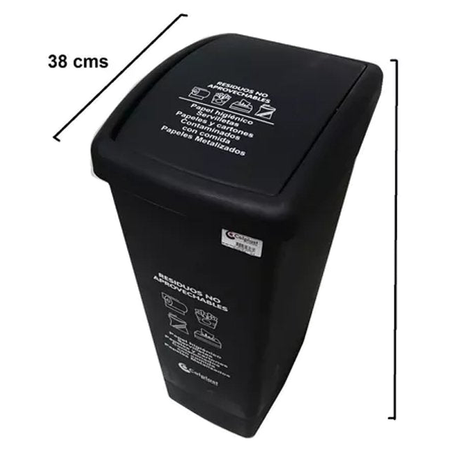 Papelera T/vaiven 55 lt Negra Res/no Aprov