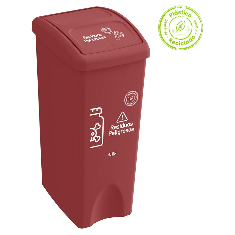 Papelera Vaiven plana roja 53 litros para residuos peligrosos