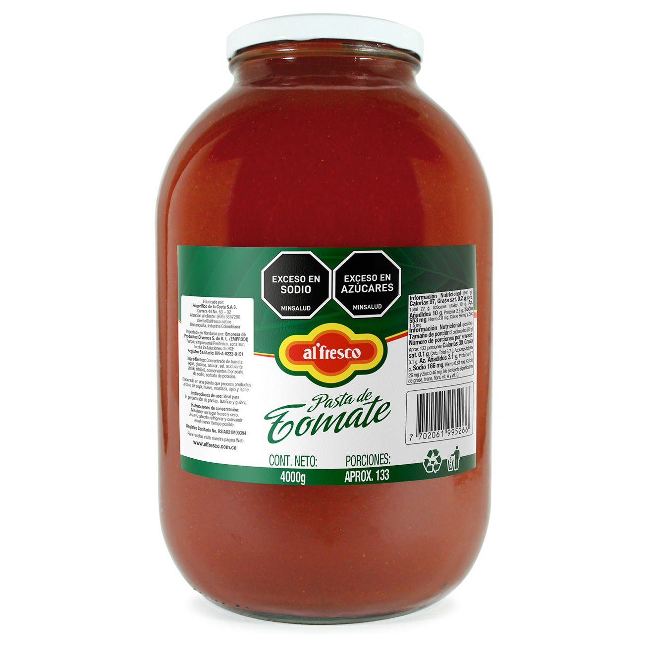 Pasta de tomate Alfresco presentación 4150 gramos caja master
