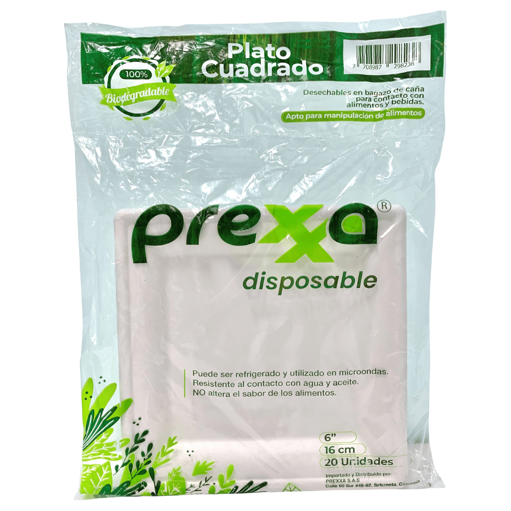 Plato cuadrado desechable Prexxa 16 cm x20 unidades