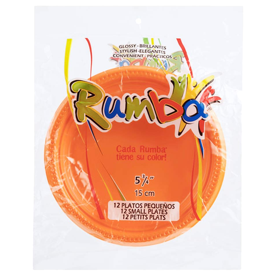 Plato Grande Rumba translúcido naranja, caja x 1212 unidades para servicio profesional