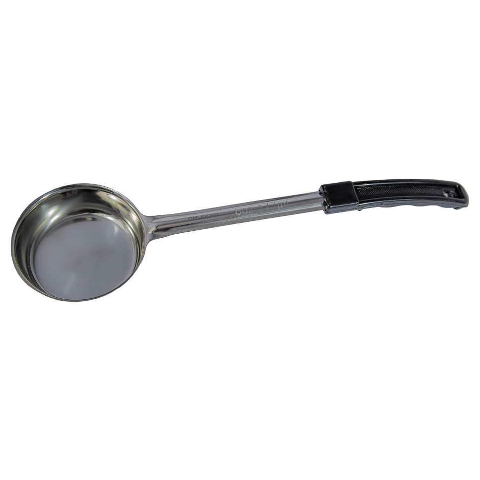 Porcionador sólido negro de 6 oz para cocina profesional