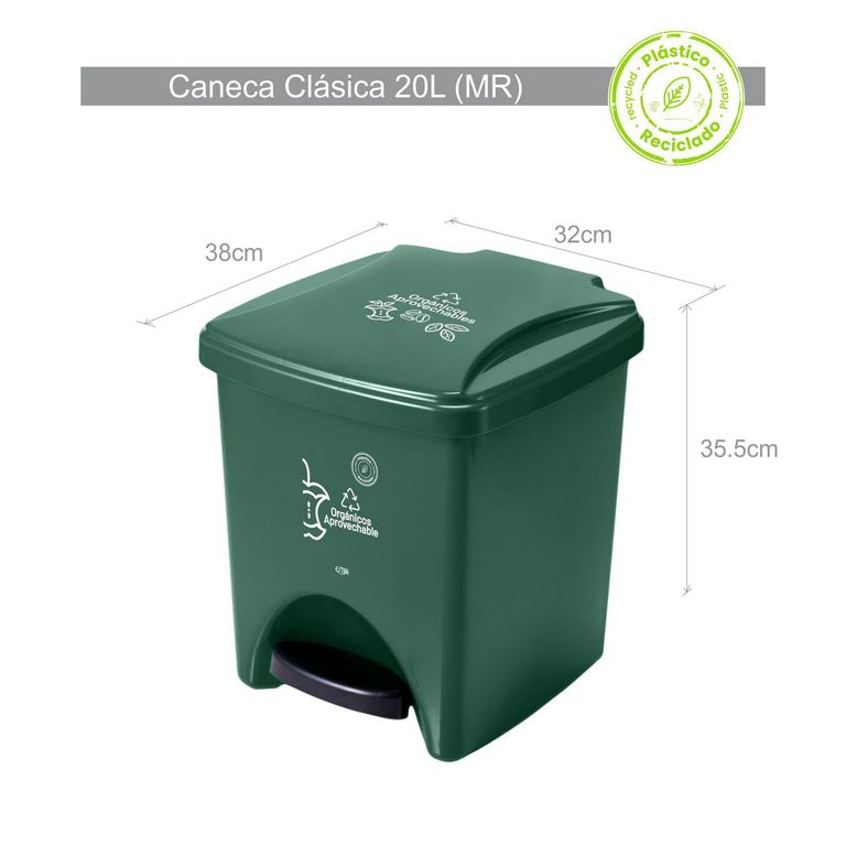 Papelera Pedal 20 L Verde-orgánico Aprovechable