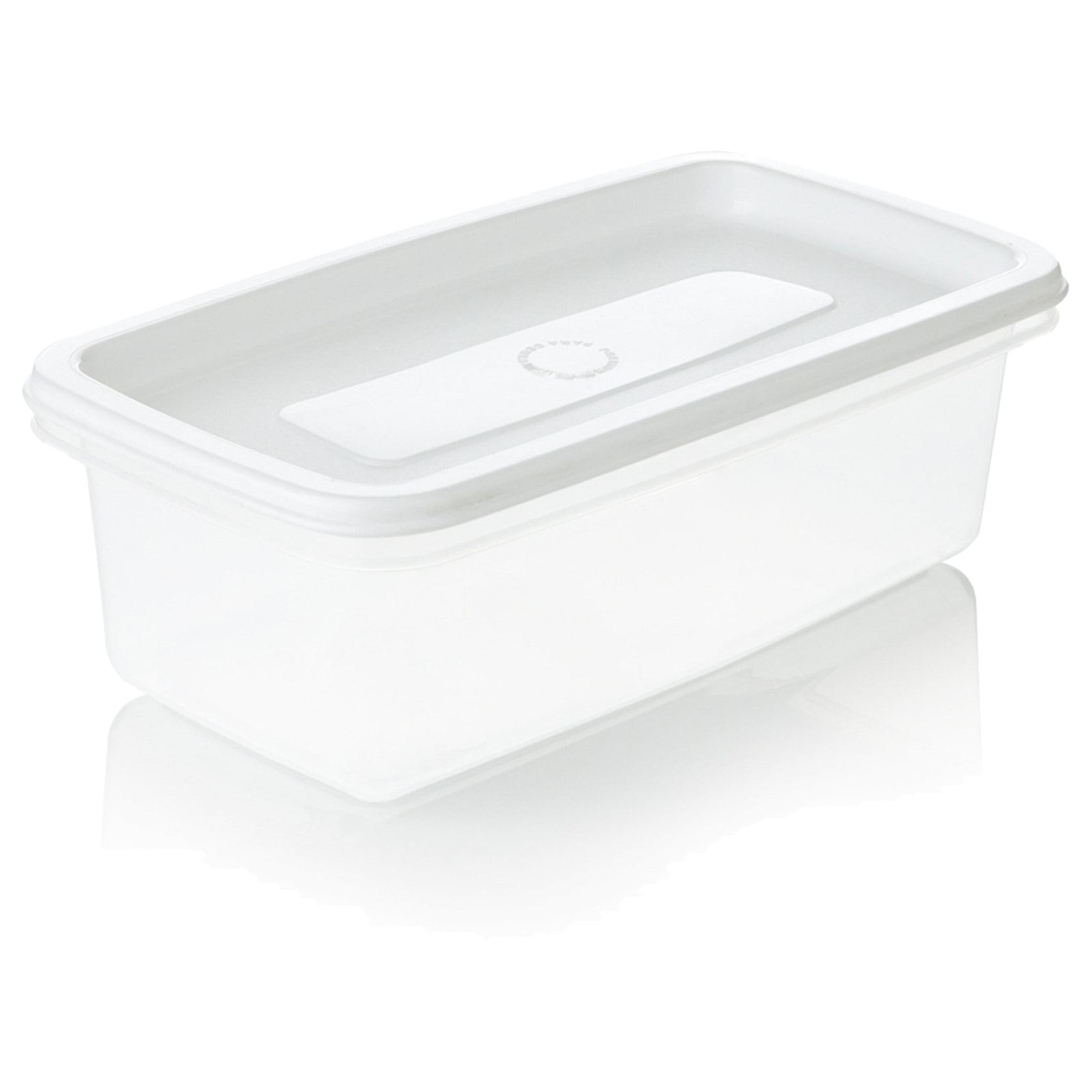 Recipiente plástico blanco con broches de 25 litros para congelación en cocina profesional
