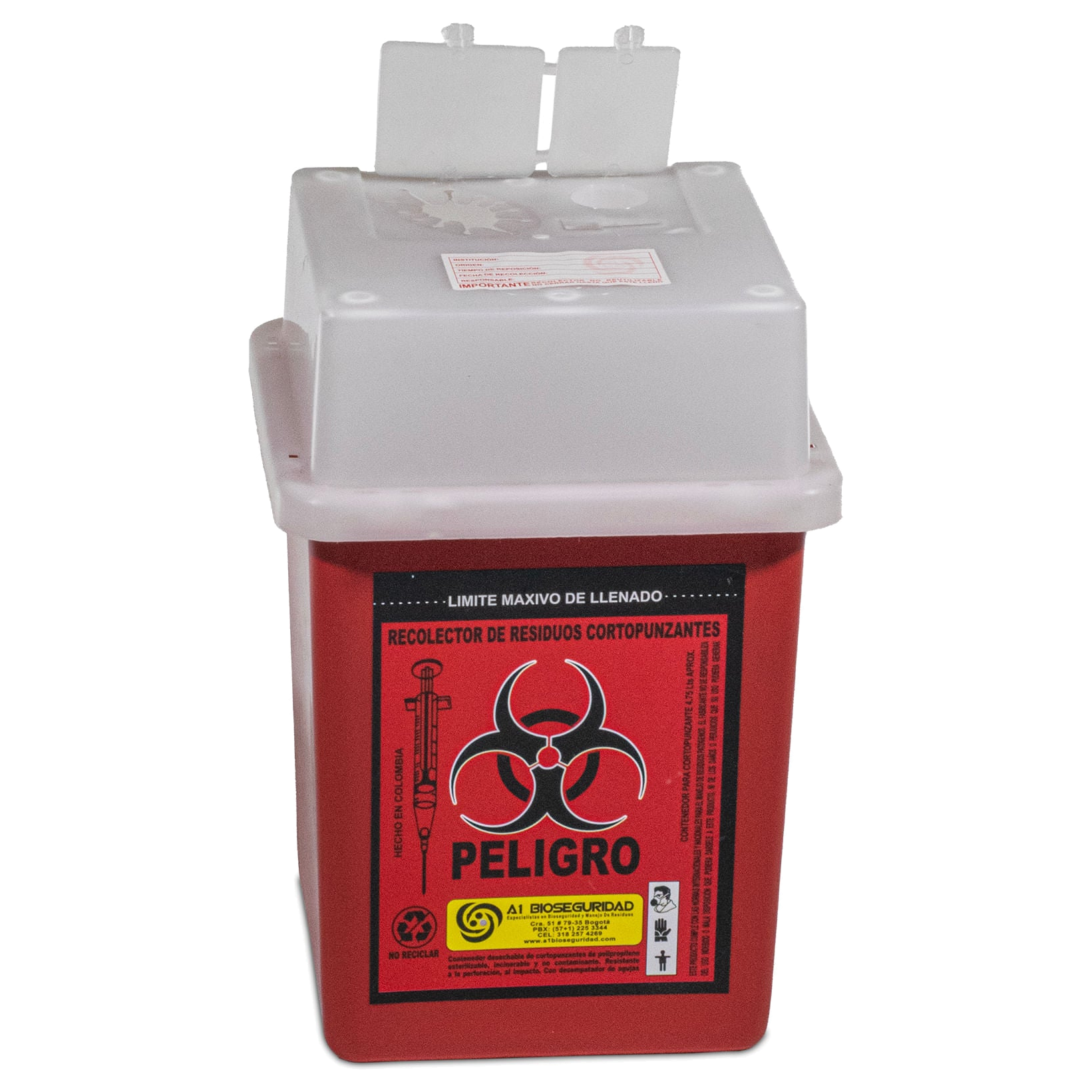 Recipiente rojo para residuos cortopunzantes 2.8 litros marca Estra