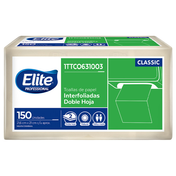 Toalla rollo Elite Natural doble hoja 150 metros, presentación x3 unidades