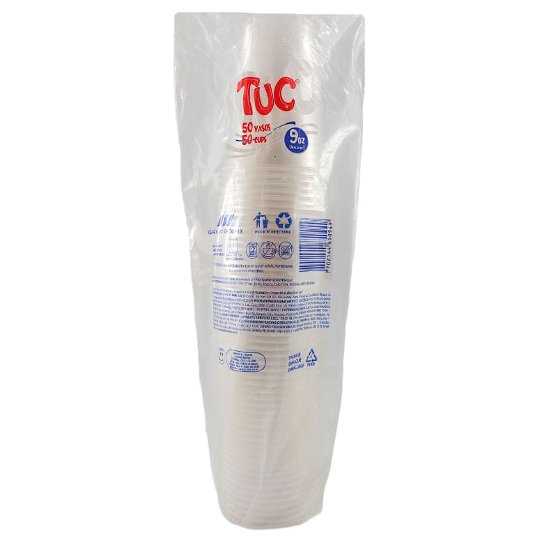 Vaso Tuc transparente 9 oz para bebidas frías y calientes