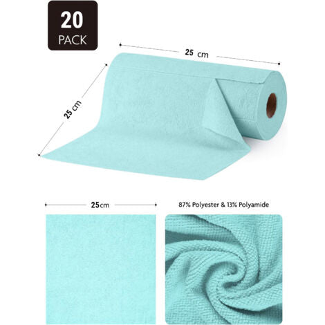 Rollo de Paños Microfibra Azul x12 30x30 cm