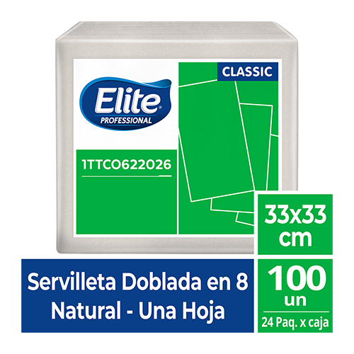 SERV.ELITE LUJO NAT D/1/8 1H 33X33CM 100 R/622026