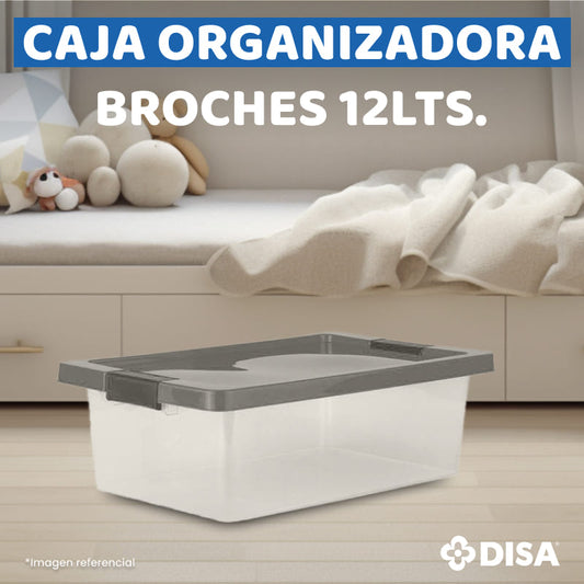 Caja Organizadora con Broches/12 L/natural-gris
