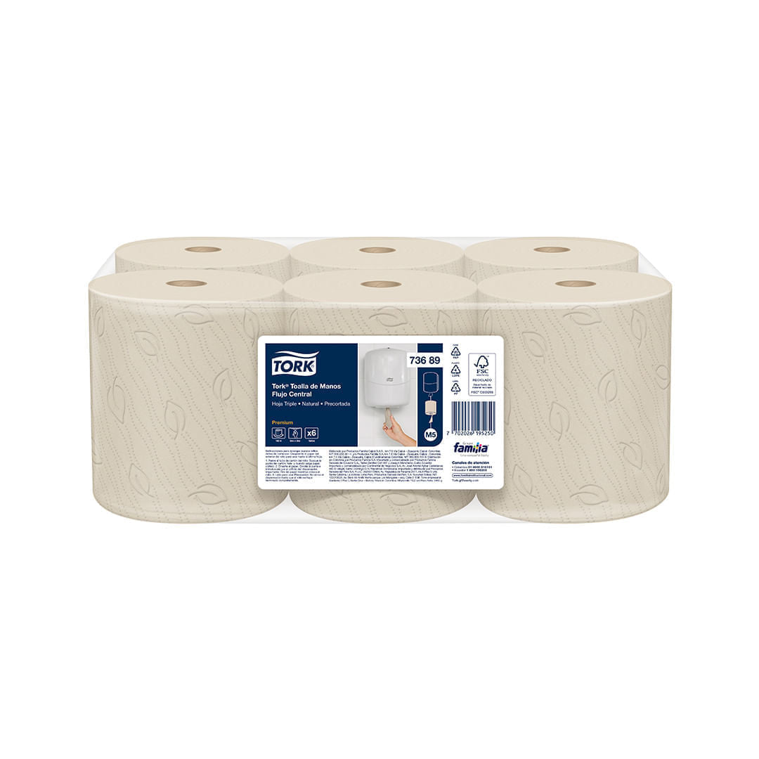Toalla Center Flow Tork Natural 3h 100m 73689