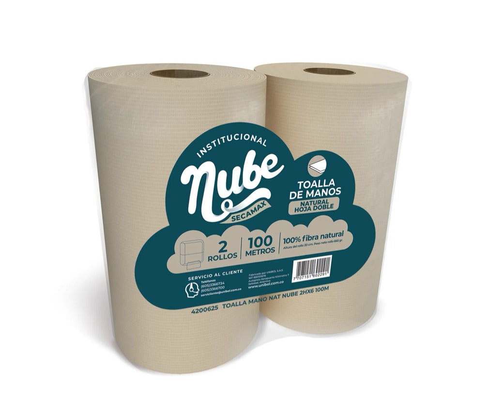 Toalla Nube Rollo Natural 100 Metros Doble Hoja