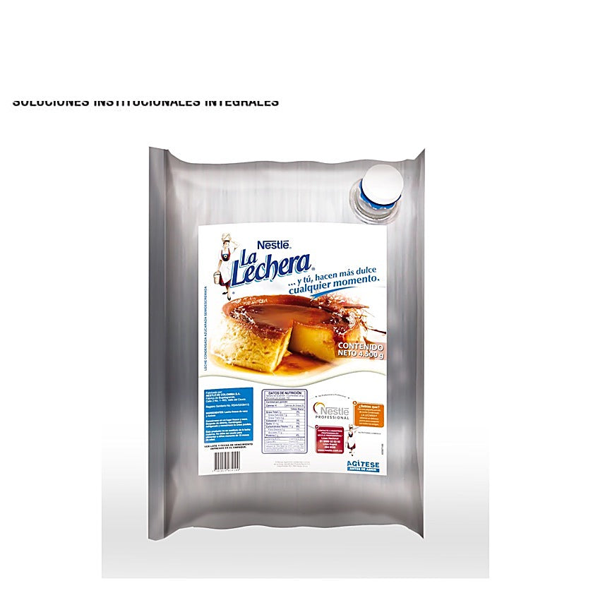 Leche Condensada La Lechera presentación 4.5 kg para uso profesional