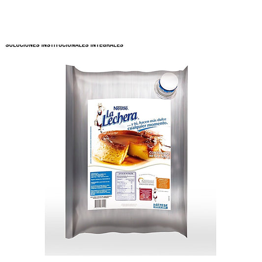 Leche Condensada La Lechera presentación 4.5 kg para uso profesional