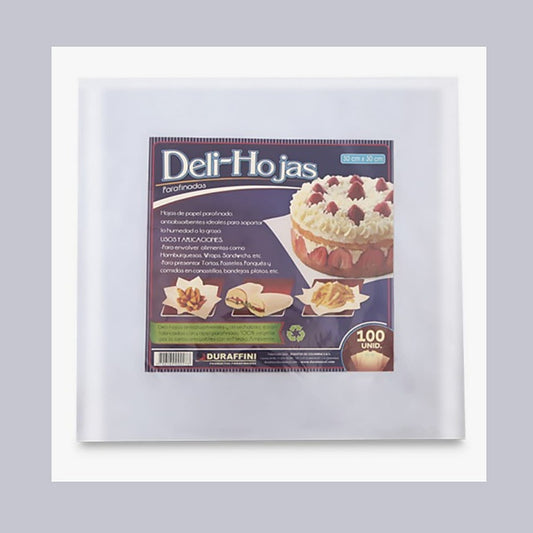 Hojas parafinadas 30x30 cm paquete x100 para cocina profesional