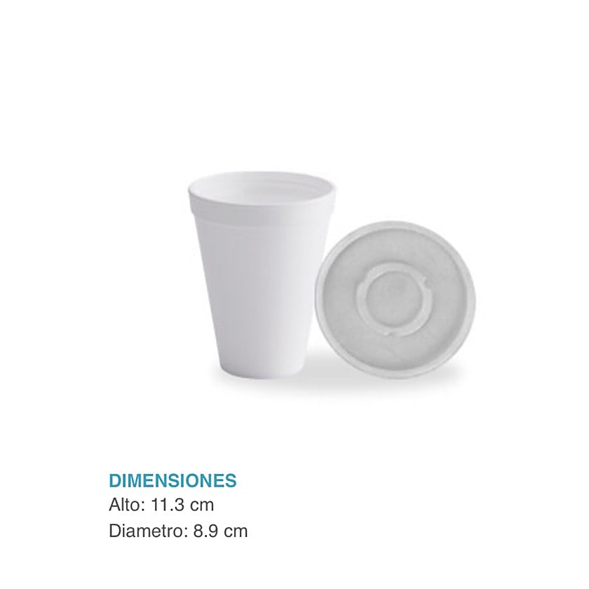 Vaso EPS 12 onzas con tapa, empaque caja x 20 unidades