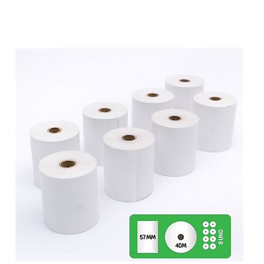 Rollo térmico 57 mm x 40 metros para cajas y puntos de venta