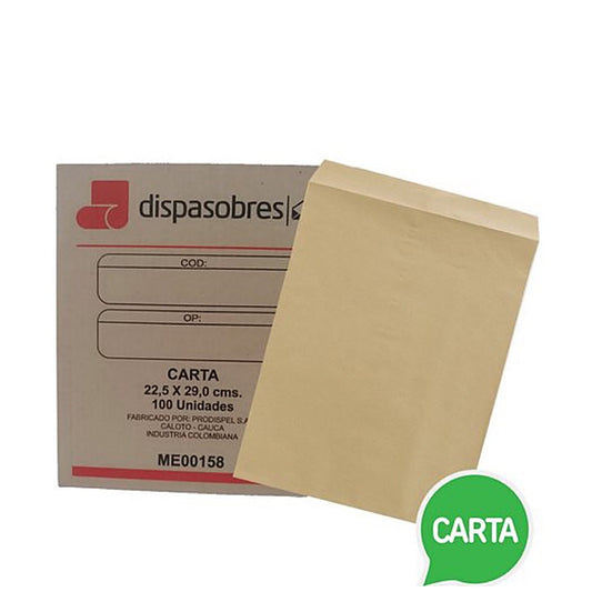SOBRE MANILA CARTA 22X29 BX100