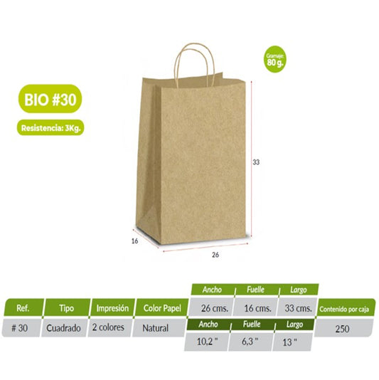 Bolsa Papel Prem Manigueta Bio #30 x250