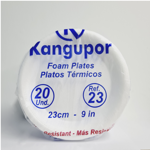 Plato circular desechable Kangupor 23 centímetros paquete x20