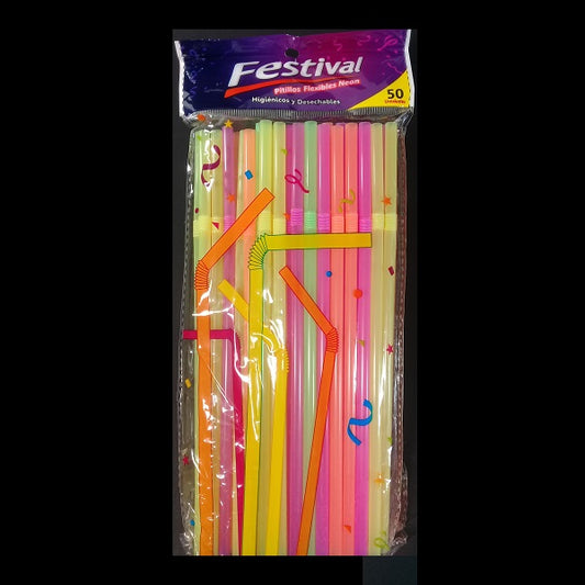 Pitillo Festival Flex Colores x500u