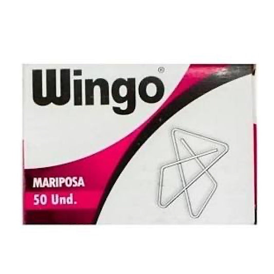 Clip metálico mariposa x50 Tritón para papelería y oficina