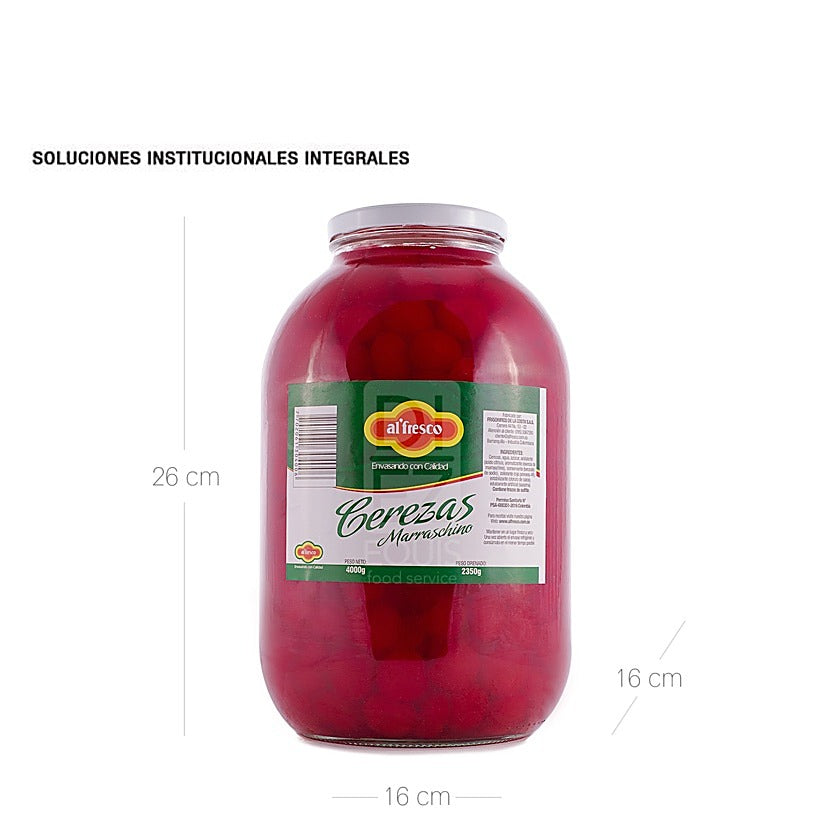 Cereza entera con palito Gran Unión presentación 4000 gramos