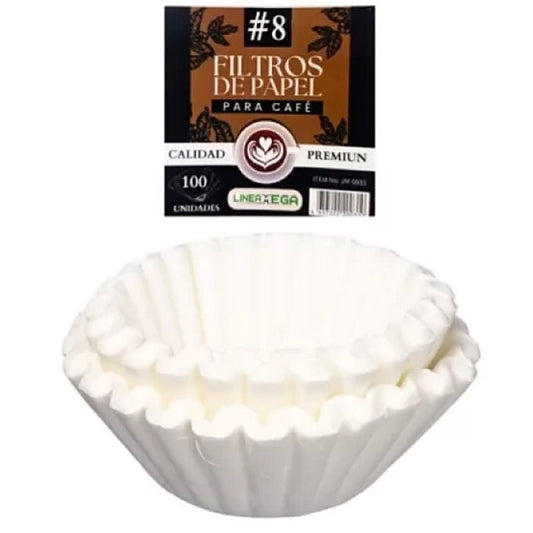 Filtro para café #8 línea Mega, paquete de 100 unidades desechables
