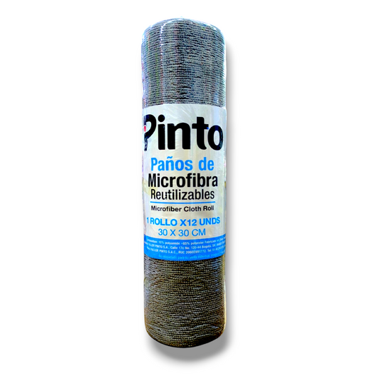 ROLLO DE PAÑOS MICROFIBRA GRIS X12 30X30 CM  R/014076