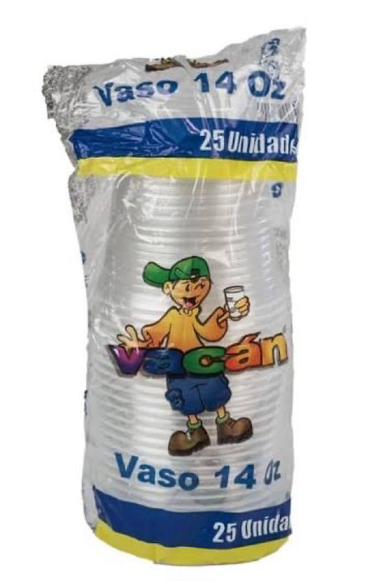 Vaso Vacan 14 Oz Paquete X 25 Unidades