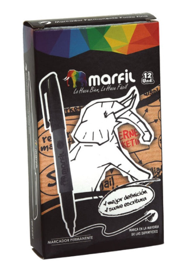Marcador Permanente Punta Fina Negro X Unidad