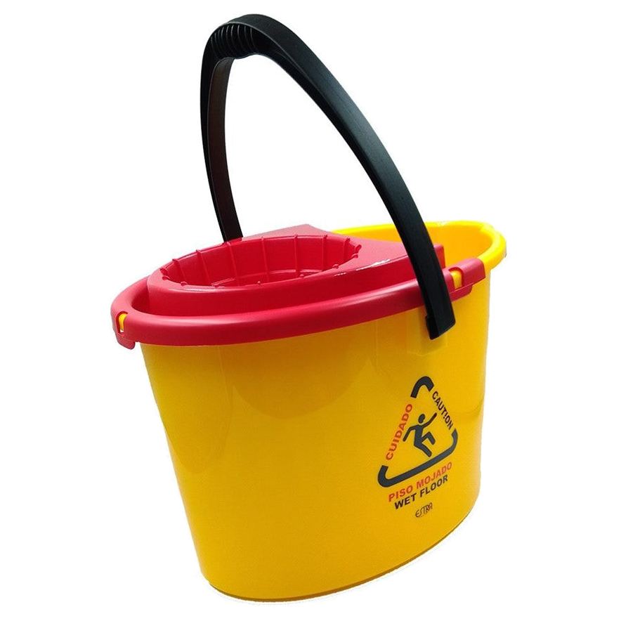 Balde con Escurridor 12 L Amarillo Piso Mojado