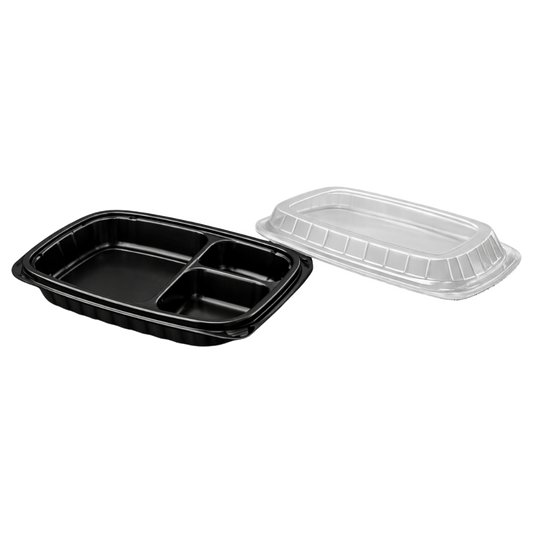 Bandeja Pp Negra con Tapa 3 Div Delivery