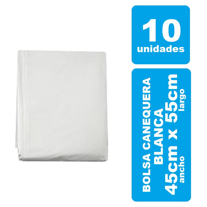 Bolsa Canequera Eco Blanca 19x22 para residuos, medidas 19x22 centímetros