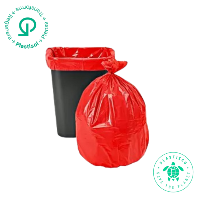 Bolsa Canequera Eco Roja 19x22 para separación de residuos en hoteles y restaurantes