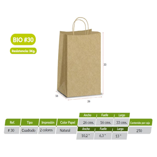 Bolsa Papel Prem Manigueta Bio #30 x250