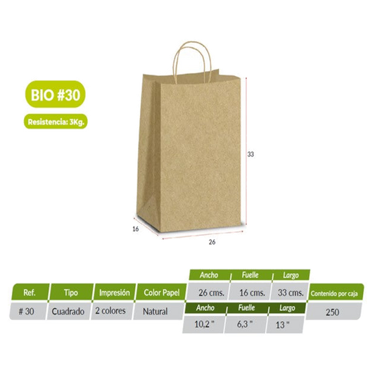 Bolsa Papel Prem Manigueta Bio #30 x250