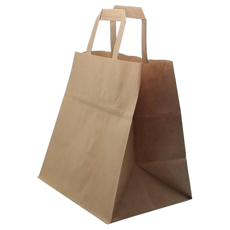 Bolsa take out natural con manija #65 para empaques de alimentos y domicilios