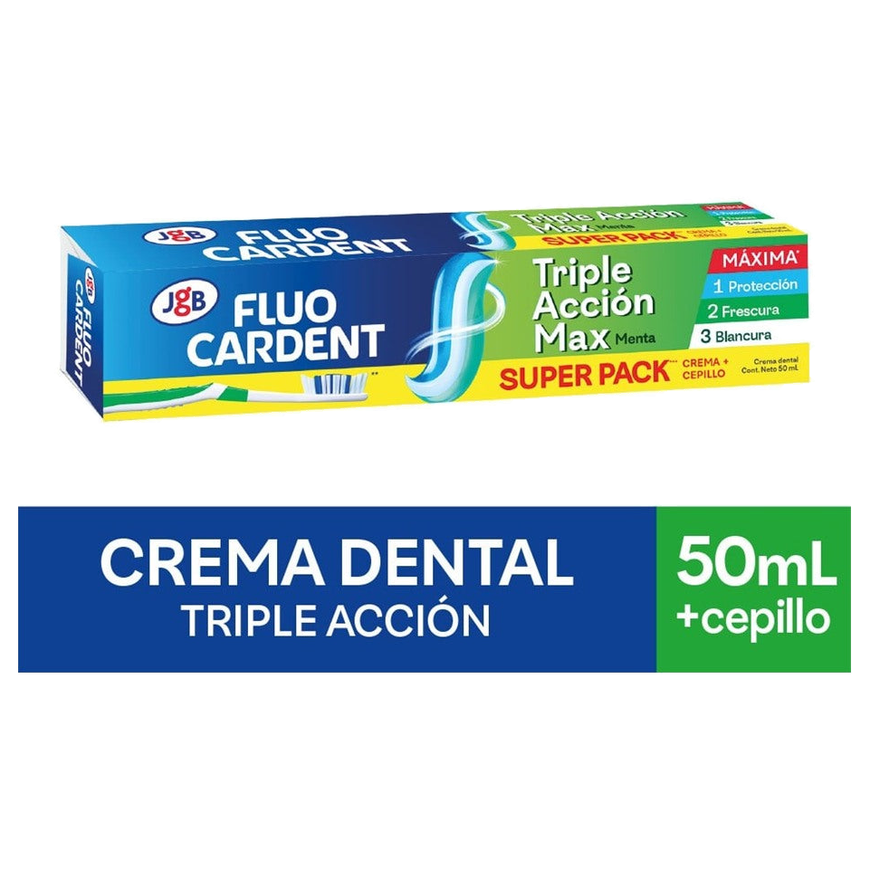 Pasta dental Triple Acción Max 50 ml con cepillo incluido para amenities de hotel