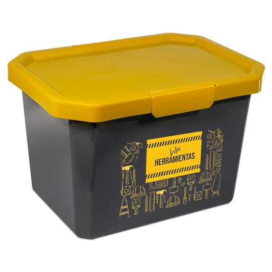 Caja Organizadora con Broches/20 L Natural-gris