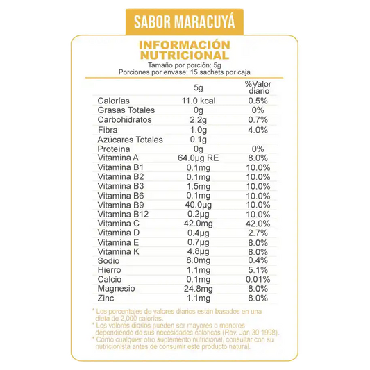 Caja Sachet Maracuya x5u x400g