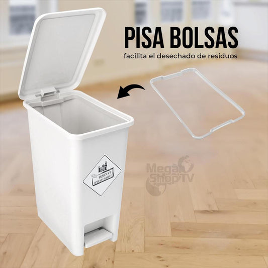 Papelera Pedal Red. 12 Lt. Blanca Res/aprovecha